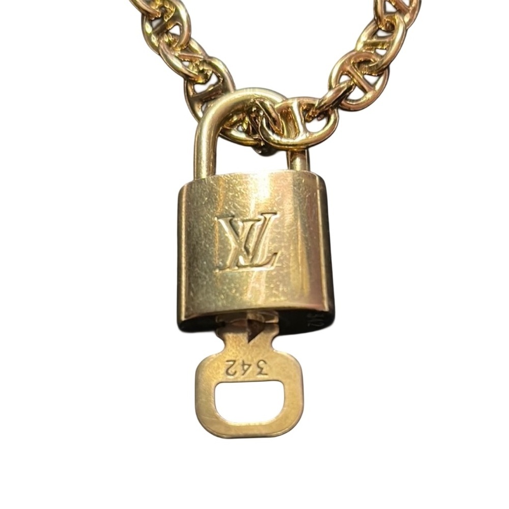 Louis Vuitton Lock Key w Stainless Steel Gold Chain Necklace